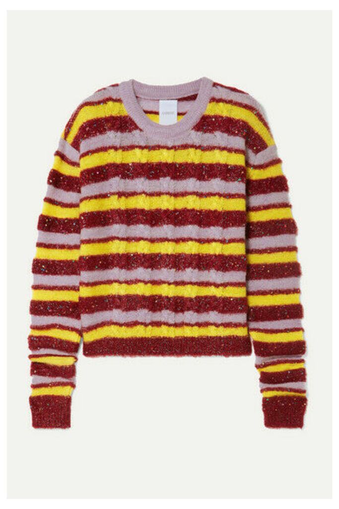 Ashish - Metallic Striped Cable-knit Mohair-blend Sweater - Red