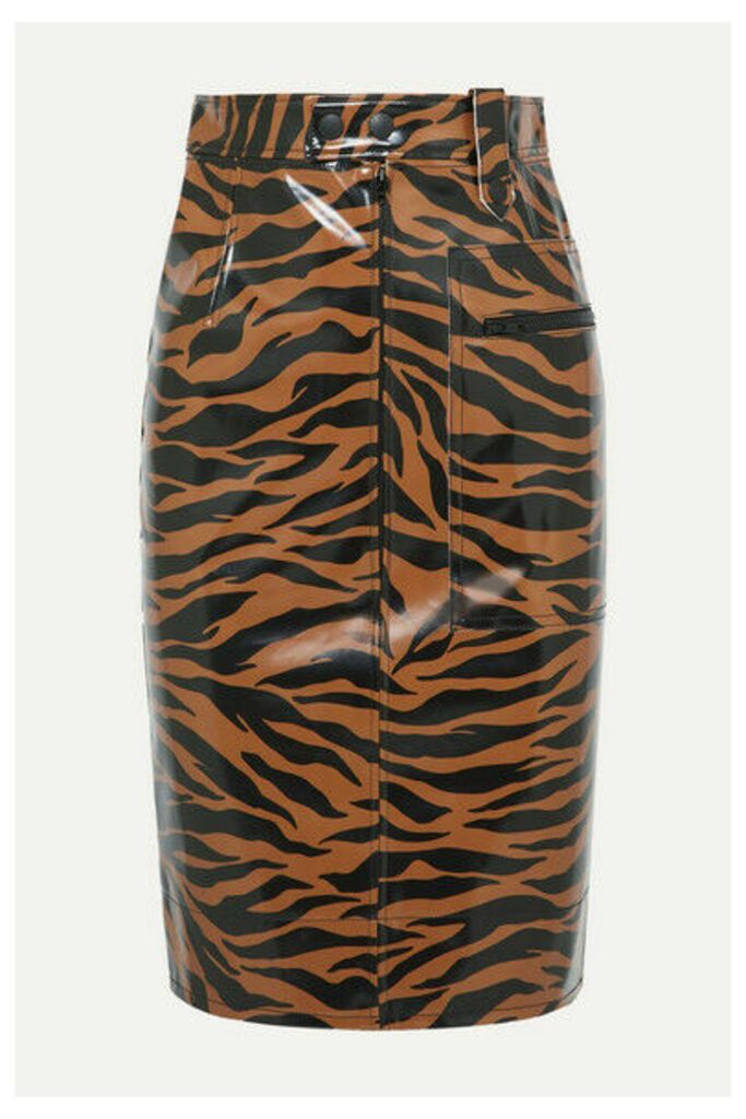 Kwaidan Editions - Tiger-print Pu Pencil Skirt - Brown