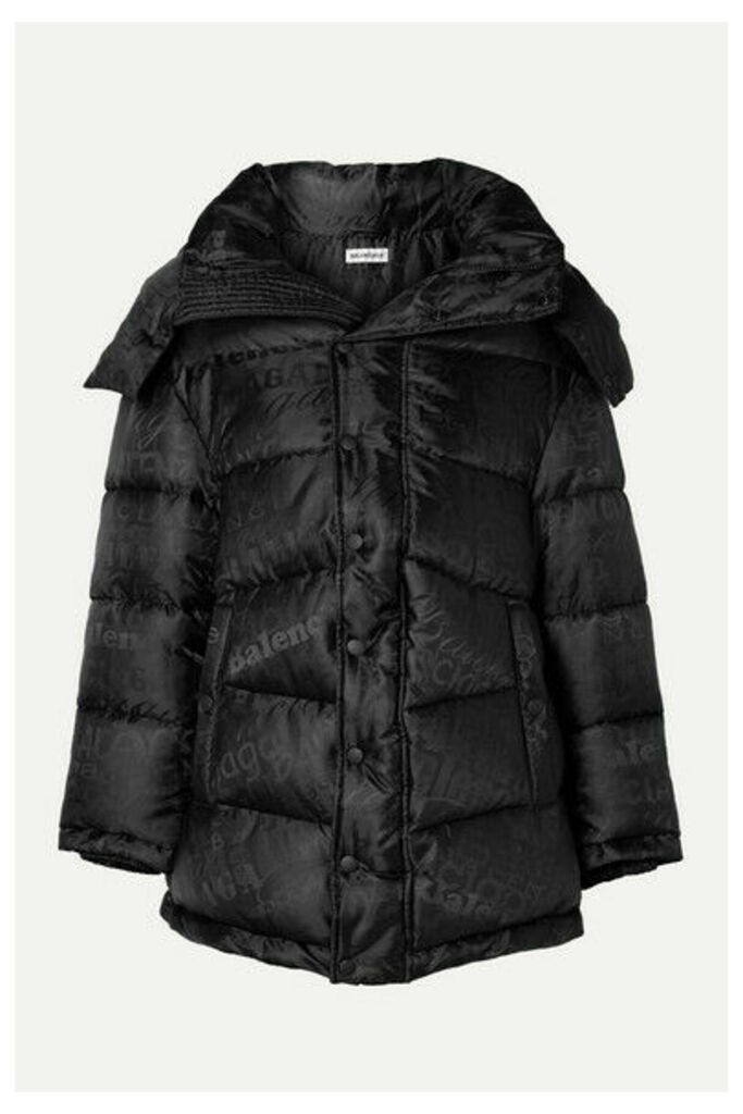 Balenciaga - New Swing Hooded Embroidered Quilted Shell-jacquard Coat - Black