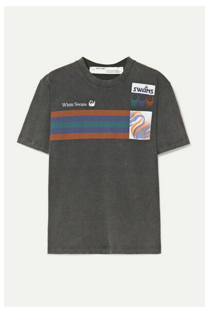 Off-White - Printed Washed-cotton Jersey T-shirt - Anthracite