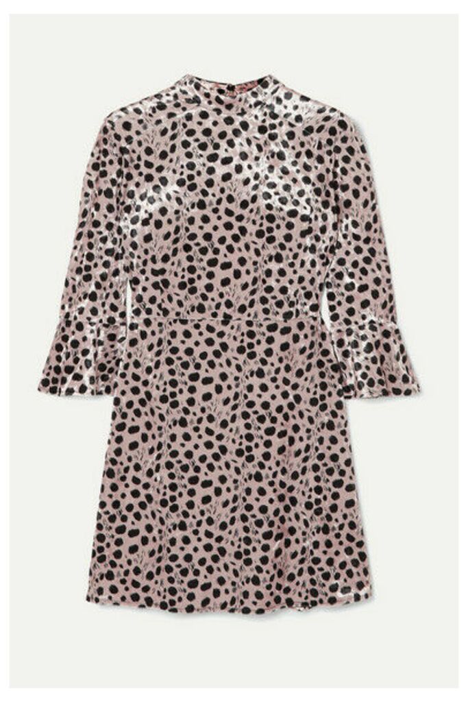 HVN - Ashley Leopard-print Velvet Mini Dress - Beige