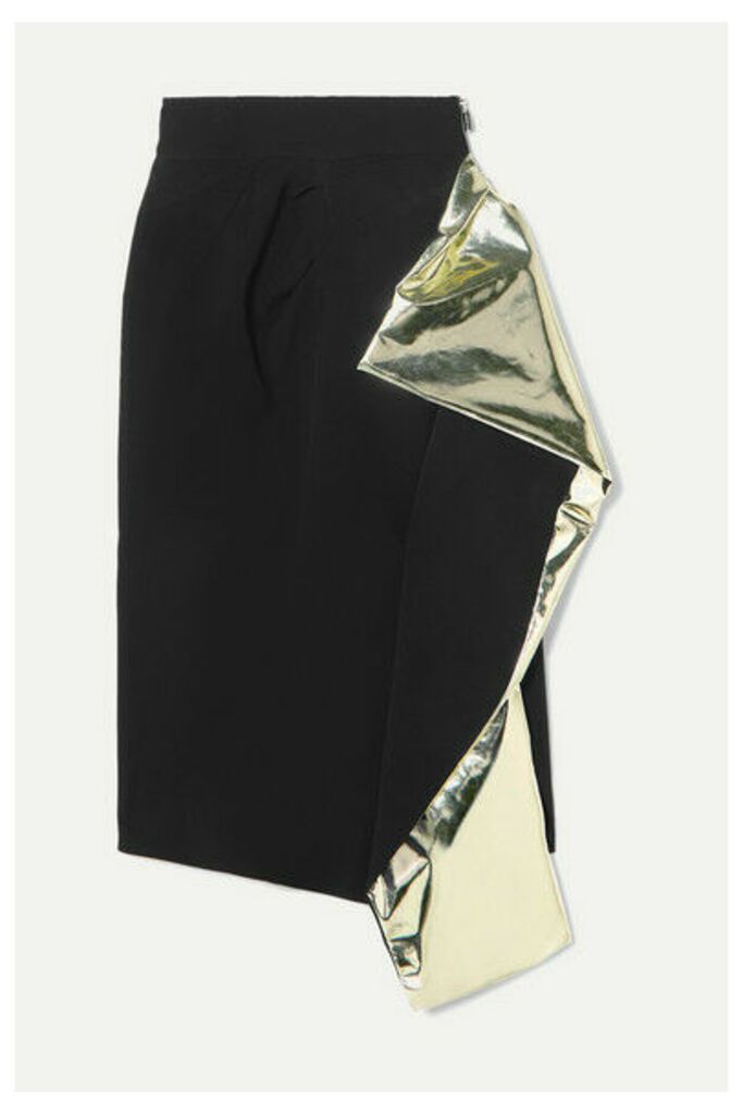 Maticevski - Alkali Draped Metallic Foil-trimmed Crepe Skirt - Black