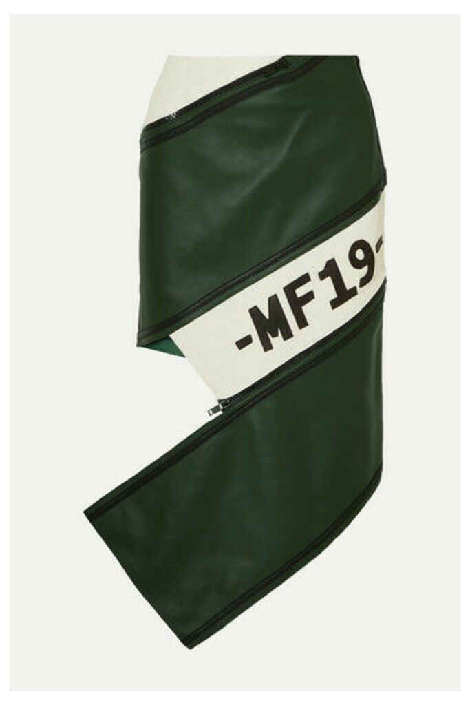 Monse - Asymmetric Zip-detailed Paneled Leather Skirt - Green
