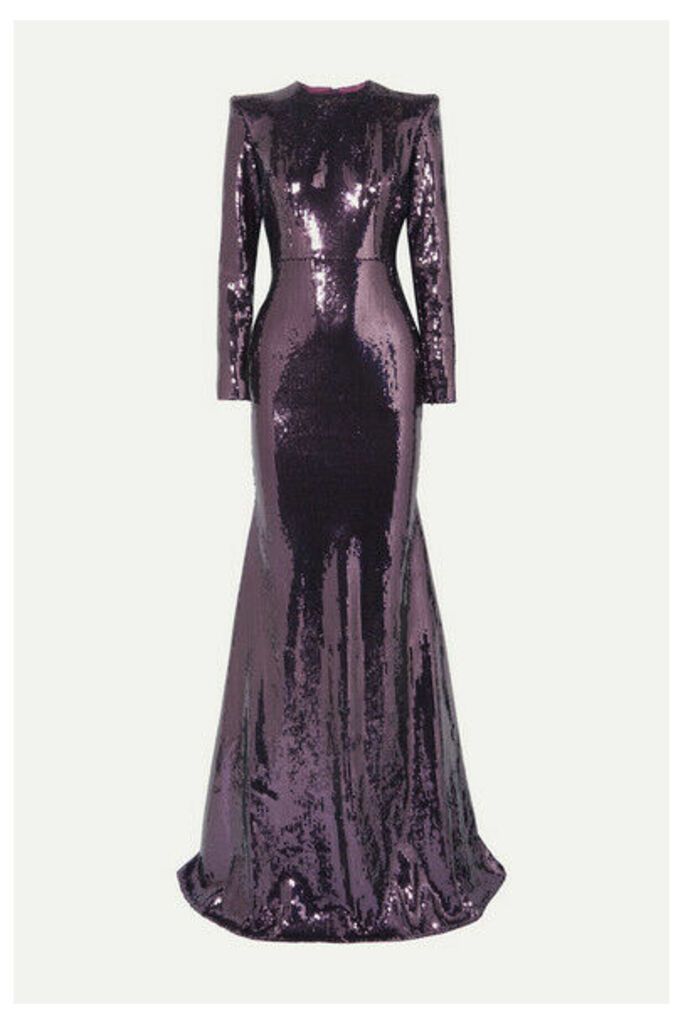 Alex Perry - Felix Sequined Satin Gown - Purple
