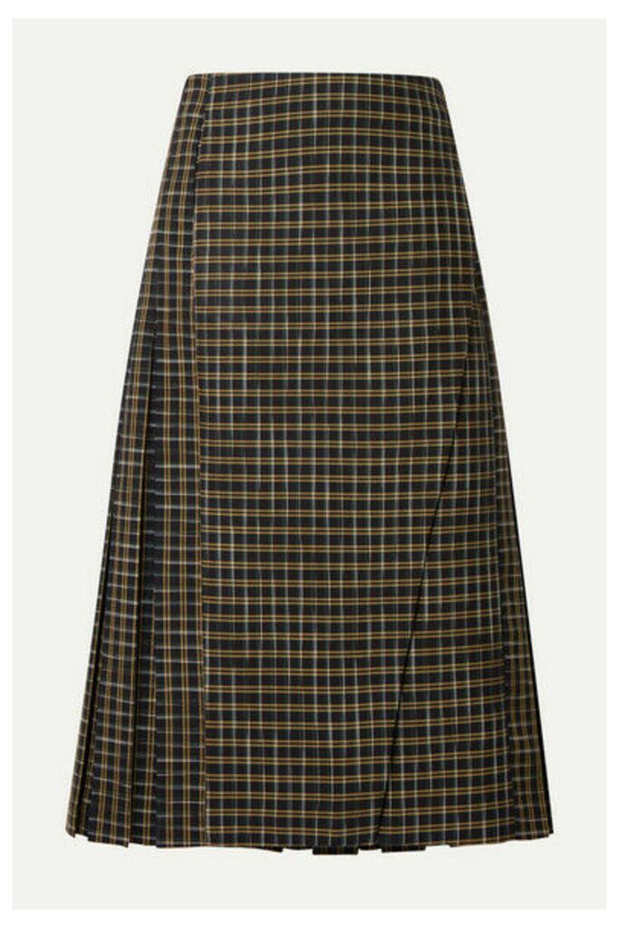 Beaufille - Kari Pleated Checked Twill Wrap Skirt - Green