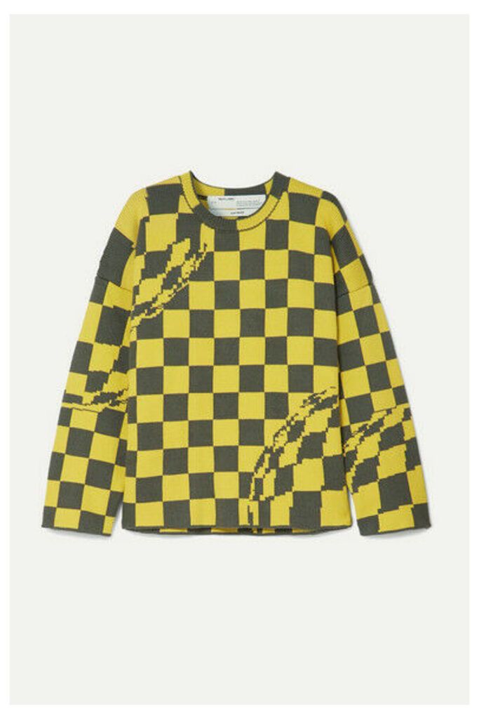 Off-White - Oversized Checked Knitted Sweater - Yellow