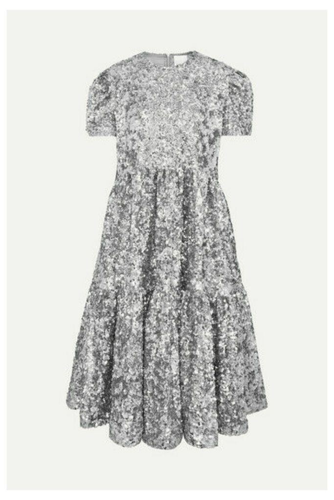 Ashish - Ufo Oversized Tiered Sequined Tulle Midi Dress - Silver
