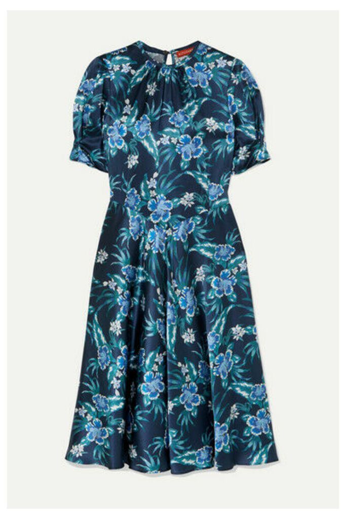 Altuzarra - Adeline Floral-print Stretch-silk Satin Midi Dress - Blue
