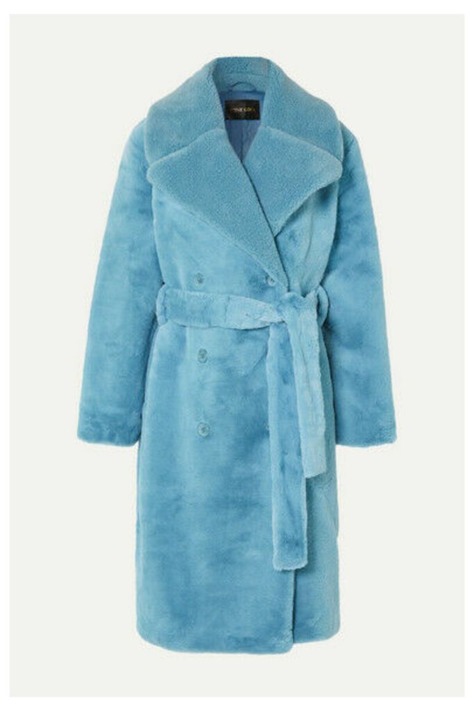 Stine Goya - Happy Double-breasted Faux Fur Coat - Light blue