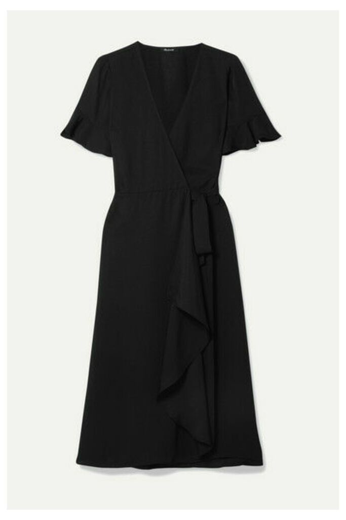 Madewell - Ruffled Washed-twill Wrap Dress - Black