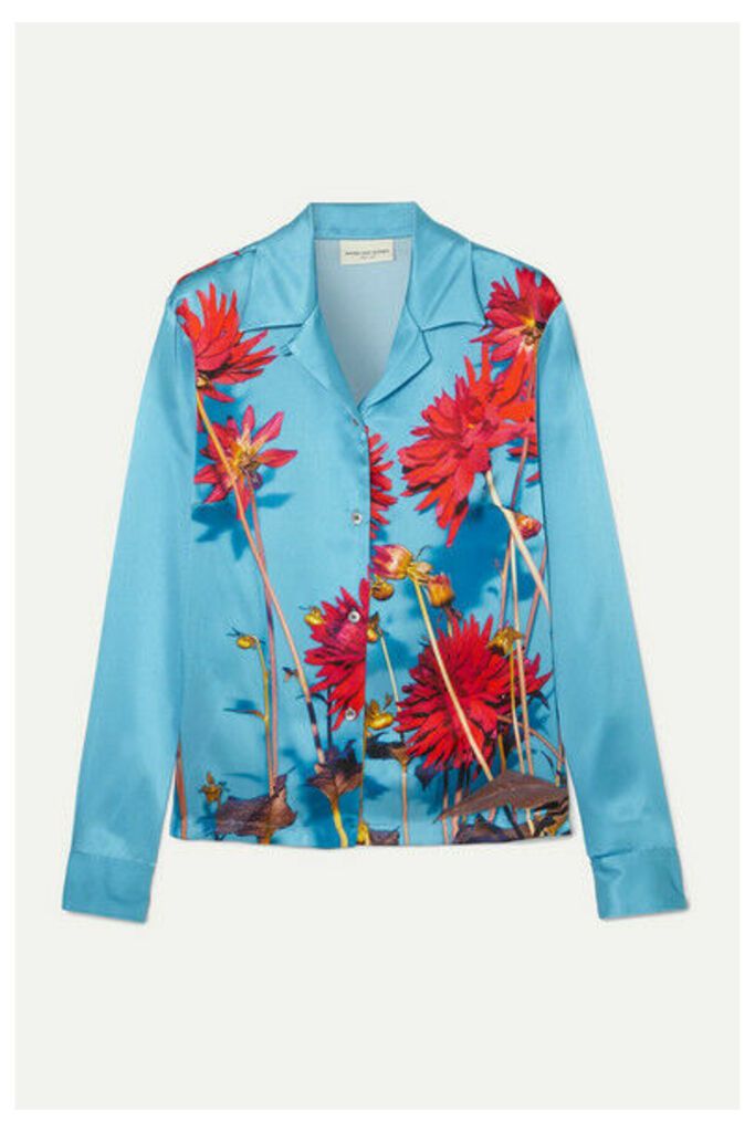 Dries Van Noten - Copine Floral-print Silk-satin Shirt - Light blue
