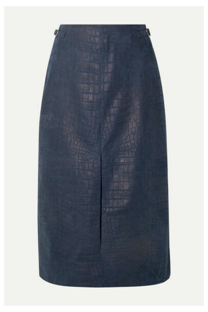 Gabriela Hearst - Morelos Croc-effect Leather Skirt - Storm blue