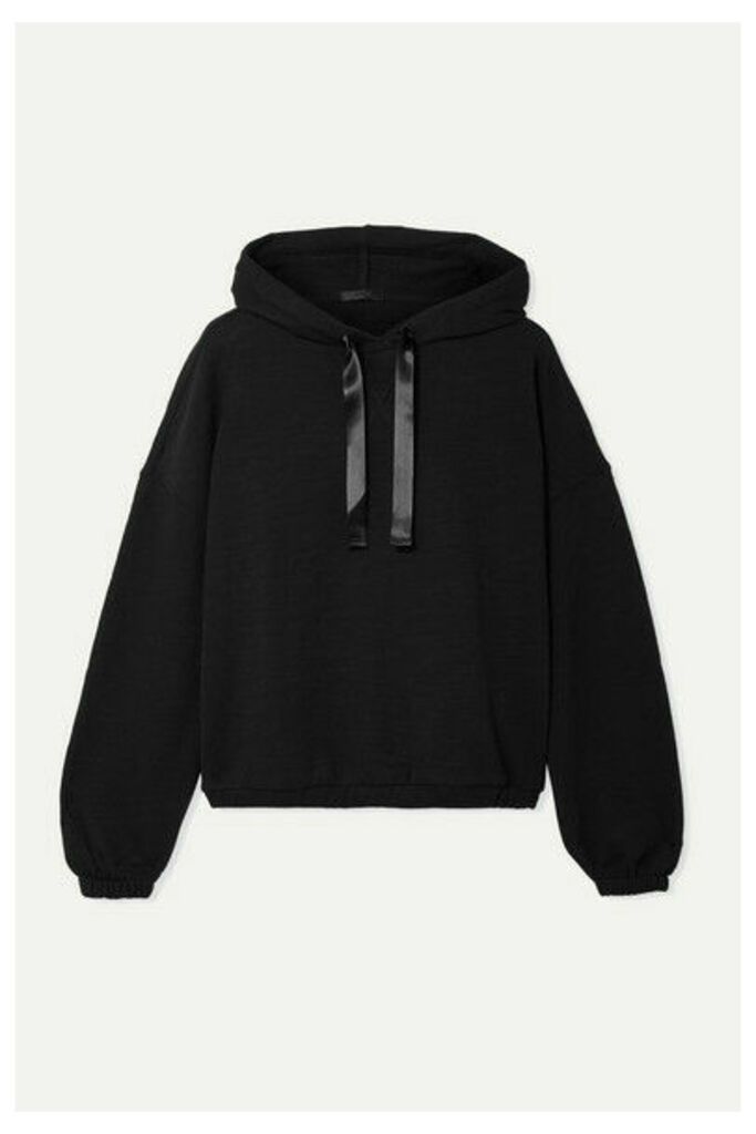 ATM Anthony Thomas Melillo - Satin-trimmed Cotton-blend Jersey Hoodie - Black