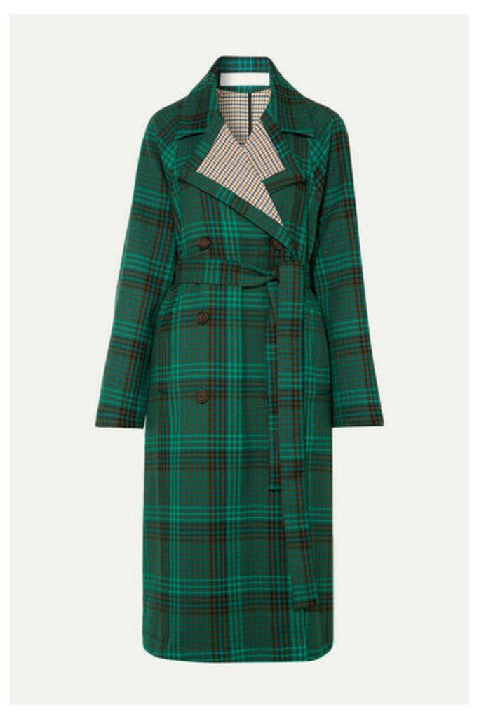 See By Chloé - Belted Double-breasted Checked Twill Coat - Green