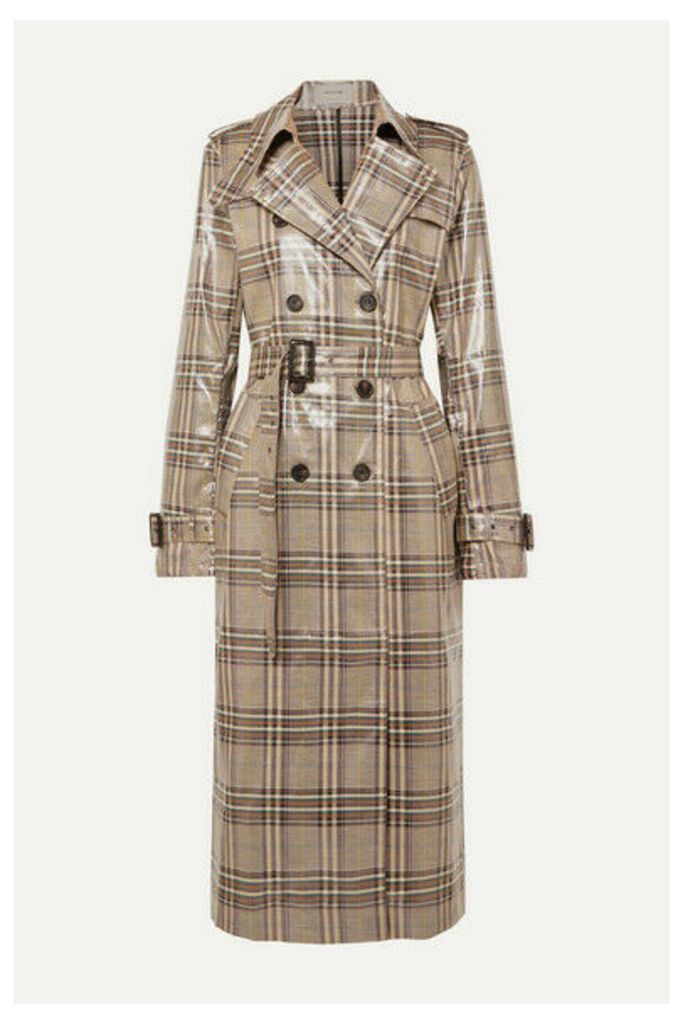 MUNTHE - Handsome Checked Vinyl Trench Coat - Taupe