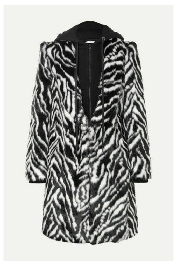 Alice + Olivia - Kylie Hooded Zebra-print Faux Fur Coat - Black