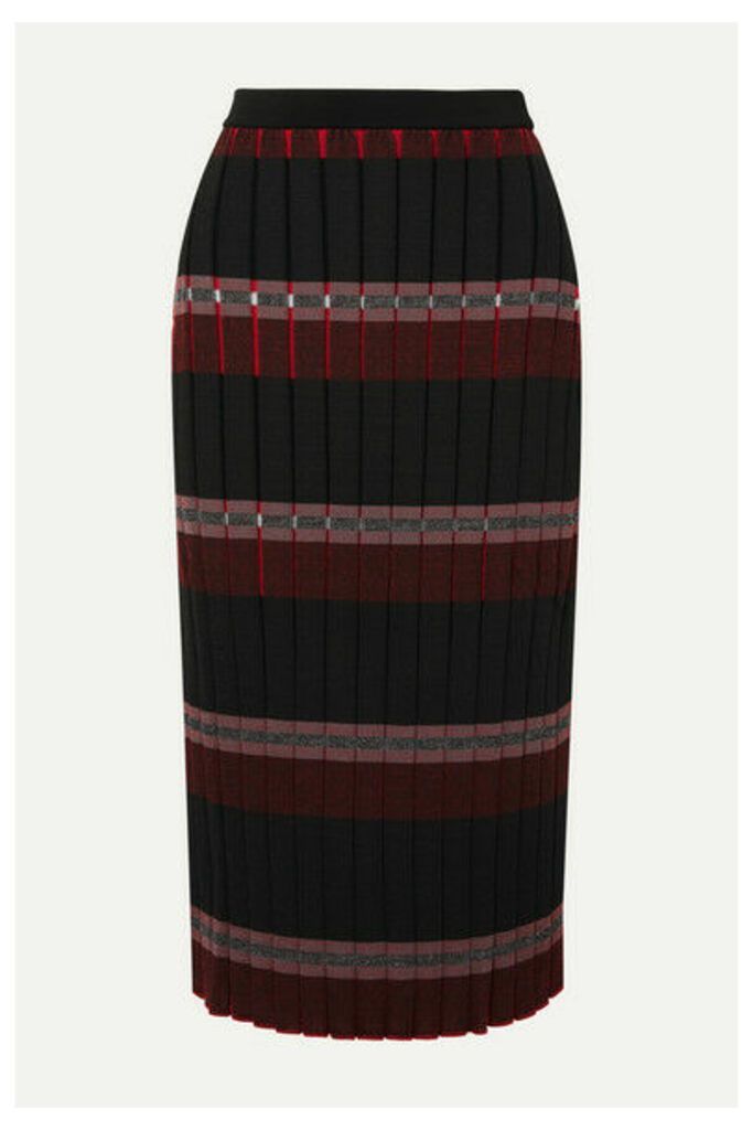 Marni - Pleated Striped Knitted Midi Skirt - Black