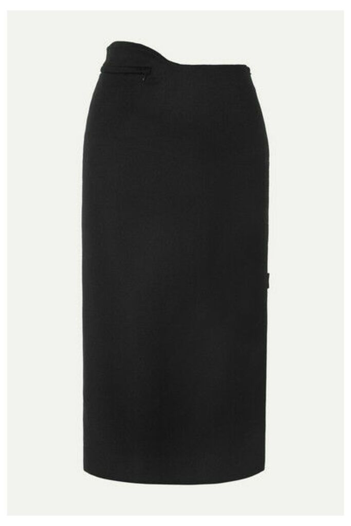 Commission - Fanny Asymmetric Wool Midi Skirt - Black