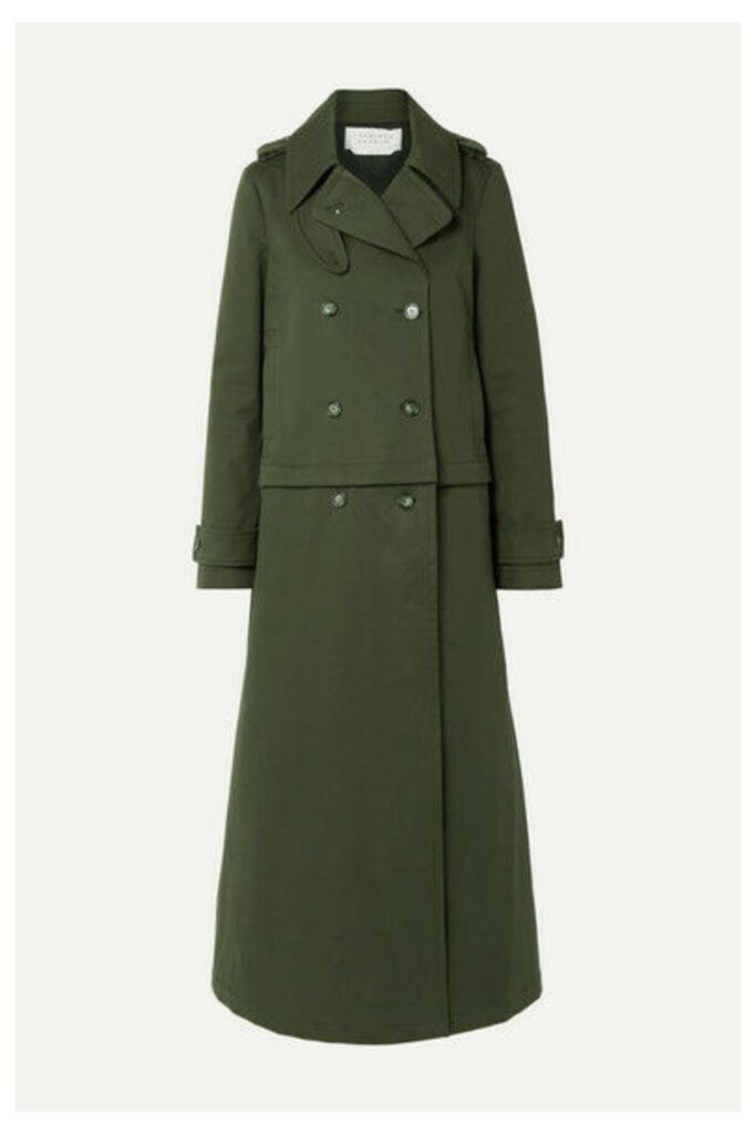 Gabriela Hearst - Gusev Convertible Brushed Cotton-canvas Trench Coat - Army green