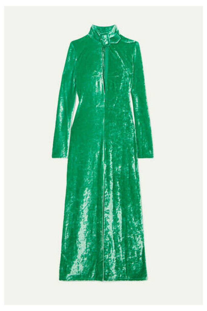 The Attico - Buckled Cutout Stretch-velvet Dress - Green