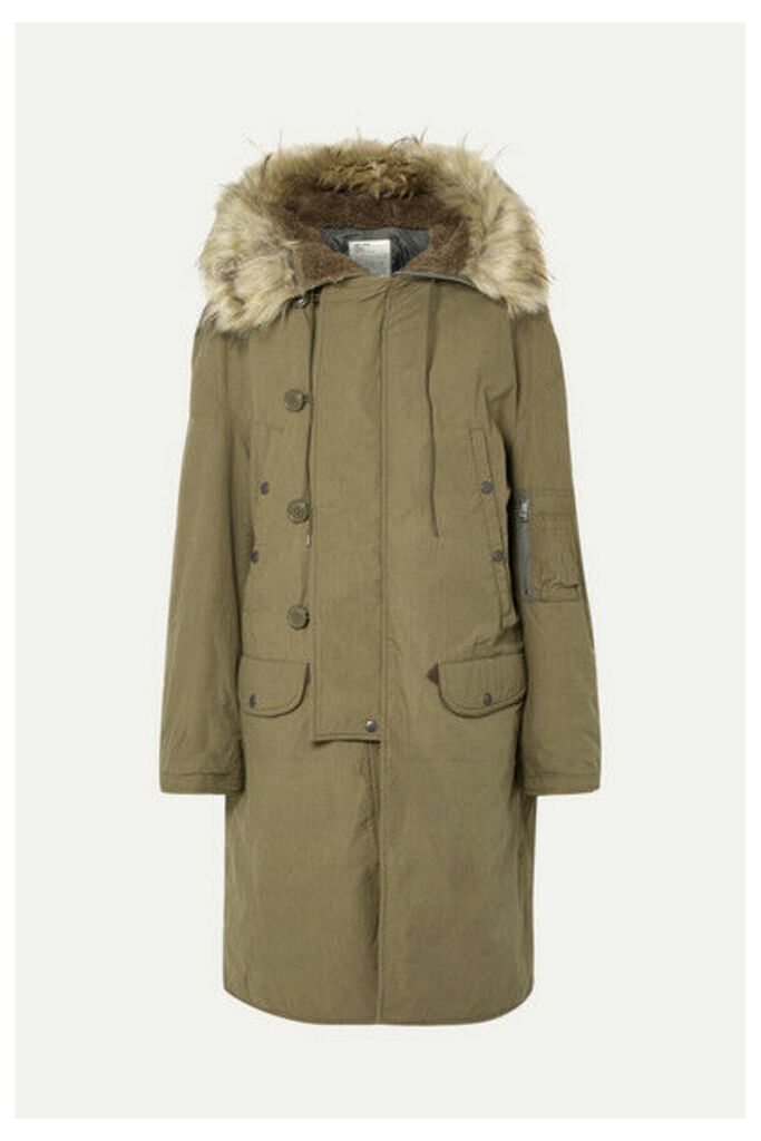 R13 - N-3b Oversized Faux Fur-trimmed Cotton Parka - Army green