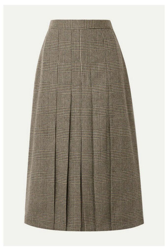 Giuliva Heritage Collection - The Verena Pleated Prince Of Wales Checked Merino Wool Skirt - Dark brown