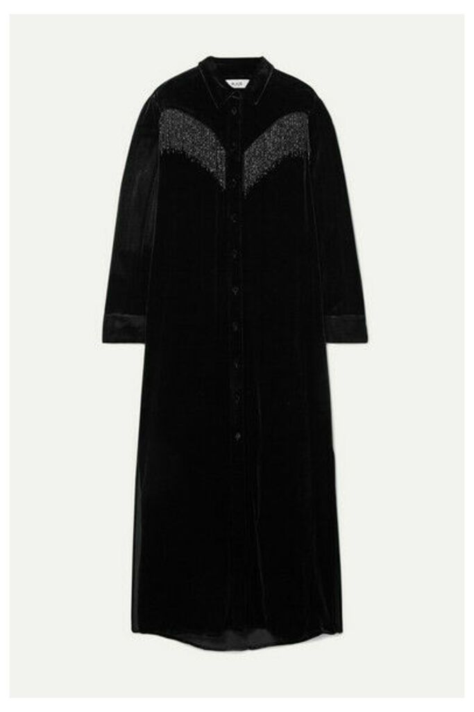 Blazé Milano - Etoile Colorado Fringed Velvet-jacquard Midi Dress - Black