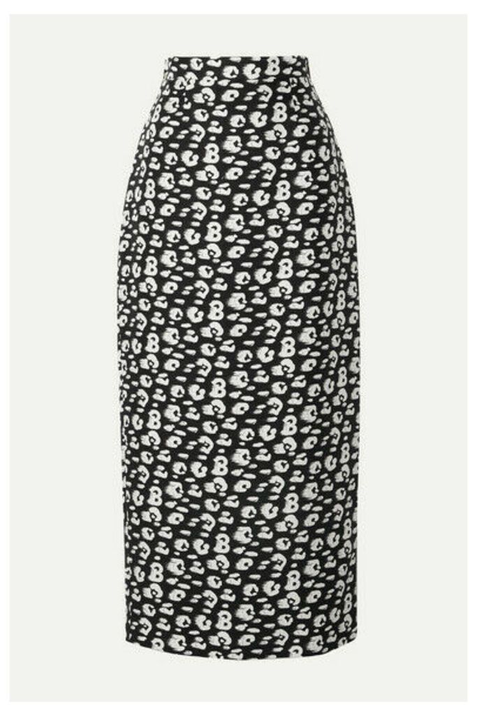Brandon Maxwell - Printed Silk Midi Skirt - Black