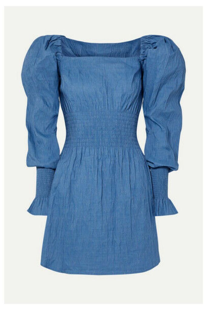 ANNA QUAN - Everly Shirred Crinkled Stretch-jacquard Mini Dress - Blue