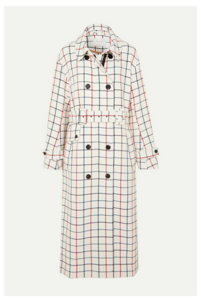 MUNTHE - Hamburg Belted Double-breasted Checked Twill Trench Coat - Ecru