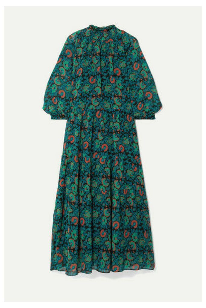 APIECE APART - Dubrovnik Tiered Printed Silk-chiffon Dress - Green