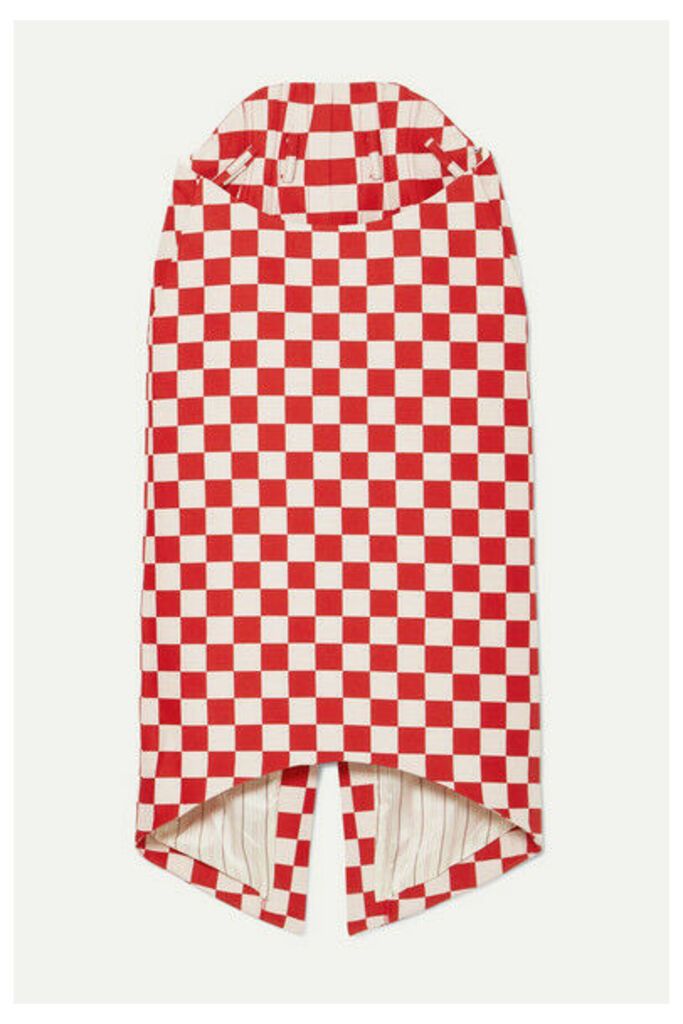 Pushbutton - Asymmetric Checked Wool-blend Skirt - Red