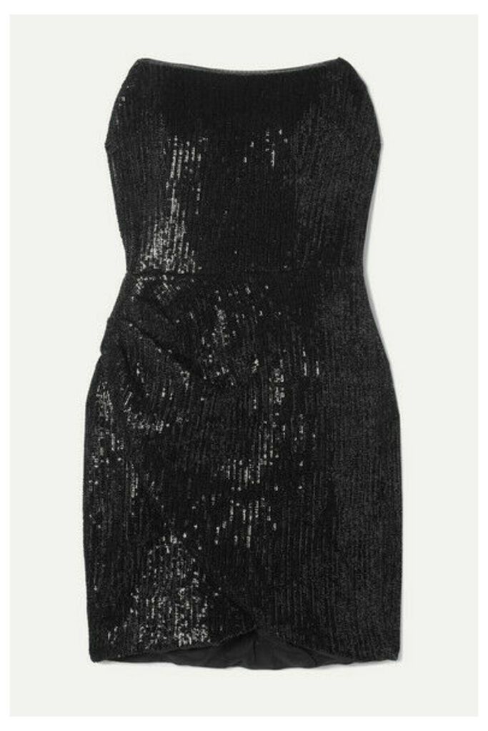 Haney - Olivia Strapless Sequined Jersey Mini Dress - Black
