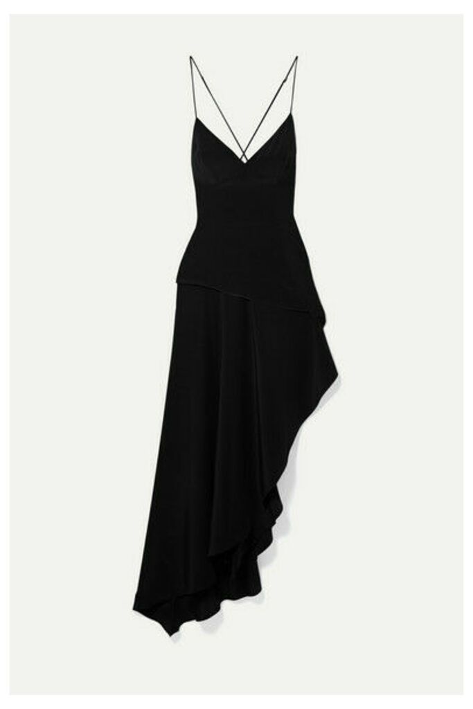 AMIRI - Asymmetric Layered Silk Crepe De Chine Maxi Dress - Black