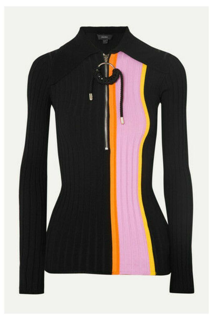 Ellery - The Trip Striped Ribbed-knit Top - Black