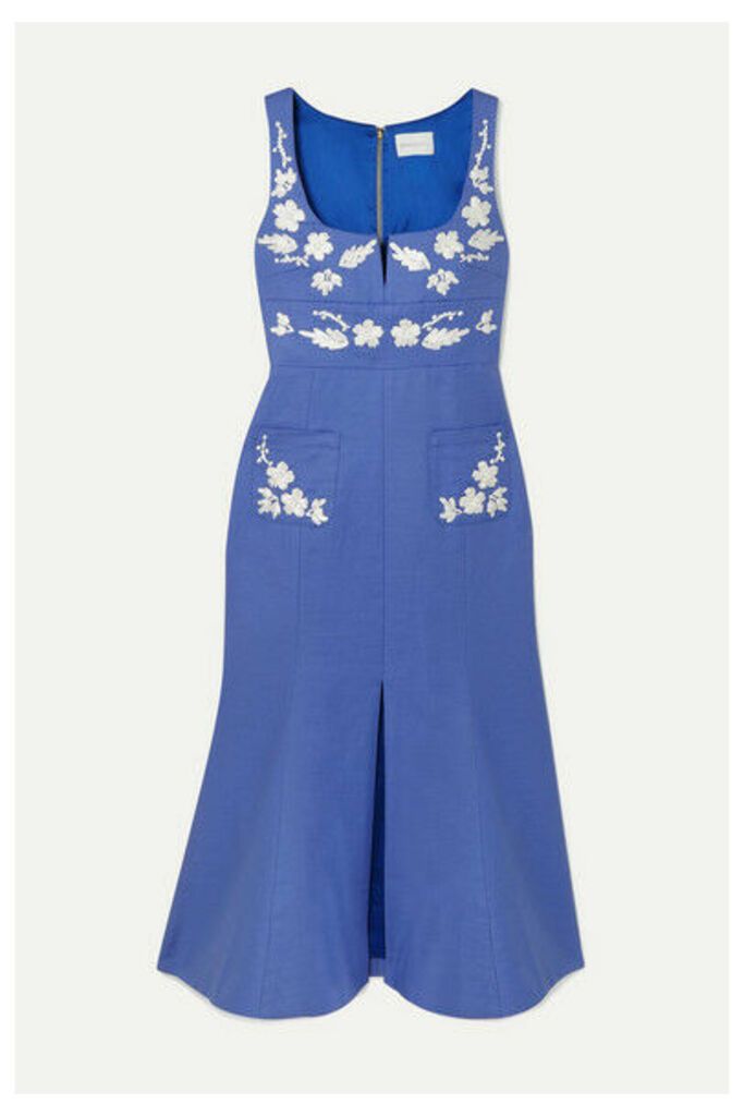 alice McCALL - Pastime Paradise Embroidered Cotton Midi Dress - Blue