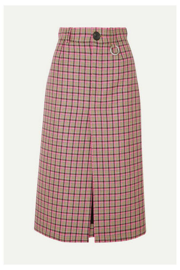 Balenciaga - Checked Wool Midi Skirt - Pink