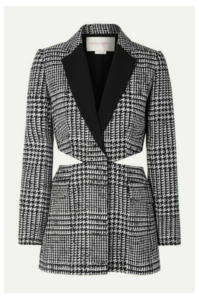 Carolina Herrera - Cutout Crepe-trimmed Prince Of Wales Checked Wool And Silk-blend Blazer - Black