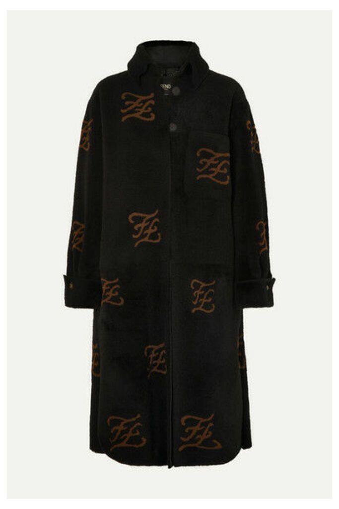 Fendi - Printed Shearling And Leather Coat - Camel