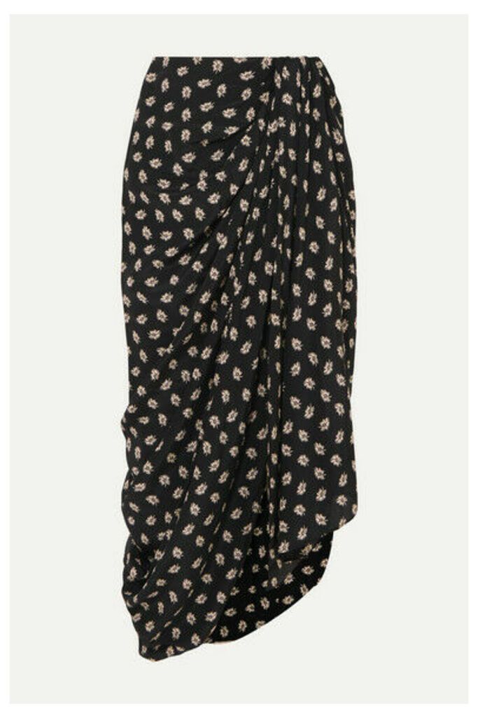 Isabel Marant - Candice Draped Floral-print Silk-crepe Midi Skirt - Black