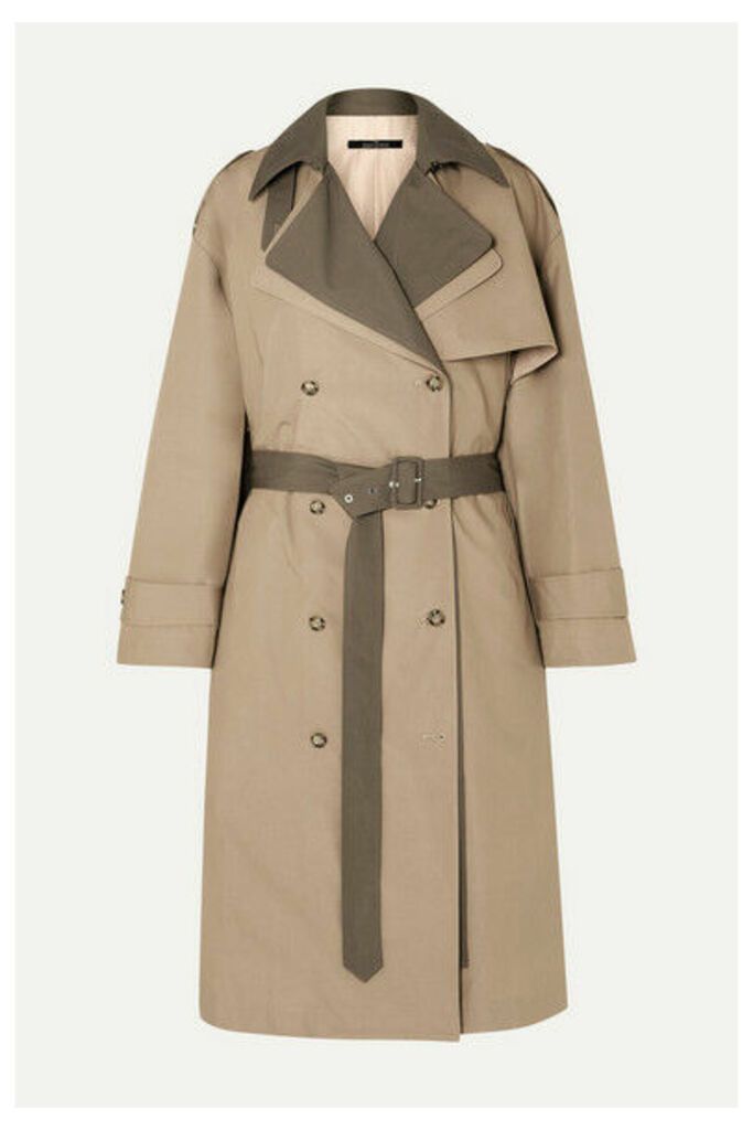 Rokh - Belted Layered Two-tone Cotton-gabardine Trench Coat - Beige