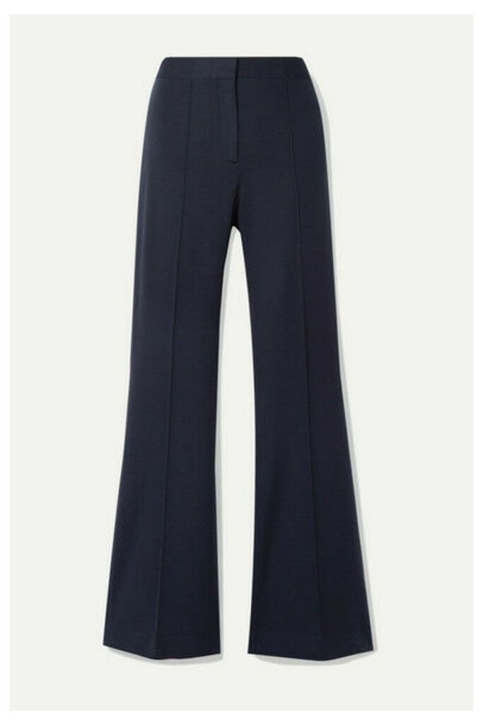 Victoria, Victoria Beckham - Pleated Jersey Flared Pants - Midnight blue