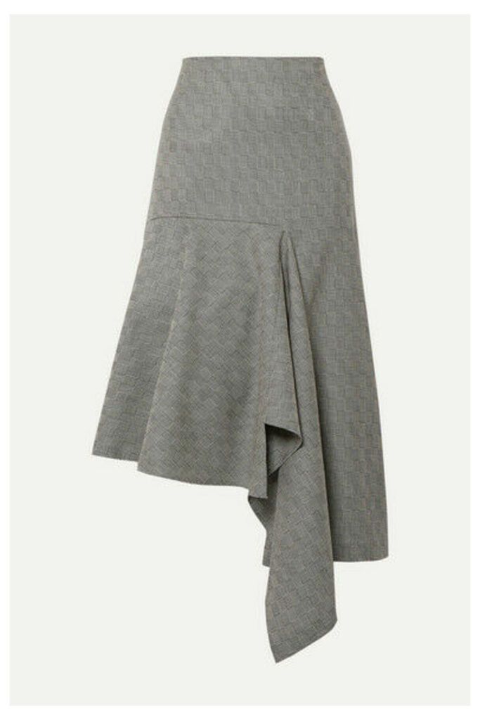 Balenciaga - Asymmetric Checked Wool-jacquard Midi Skirt - Gray