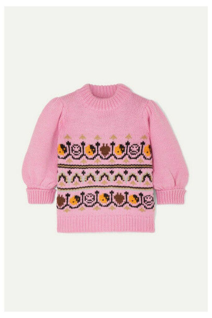 GANNI - Intarsia Wool And Alpaca-blend Sweater - Pink