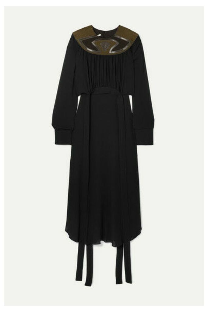 Stella McCartney - + Net Sustain Vegetarian Leather And Faux Suede-trimmed Crepe Dress - Black