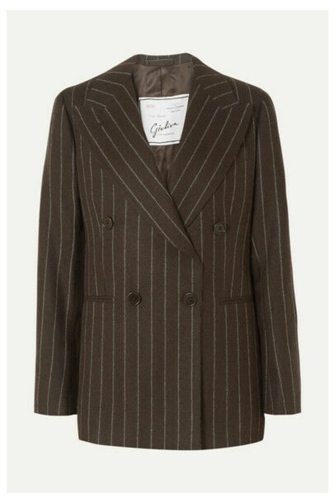 Giuliva Heritage - Stella Double-breasted Pinstriped Wool Blazer - Brown