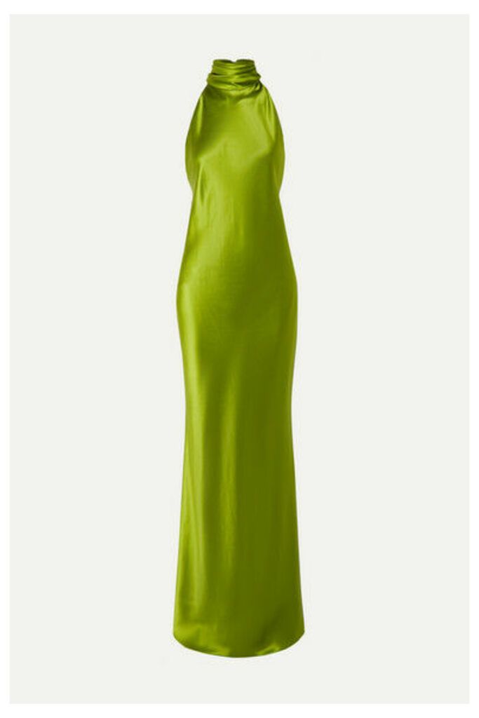 Brandon Maxwell - Open-back Silk-charmeuse Halterneck Gown - Lime green