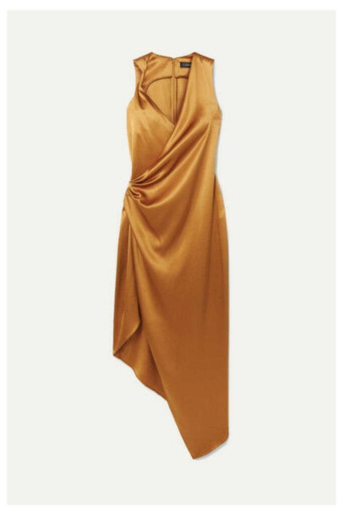 Cushnie - Draped Asymmetric Silk-charmeuse Midi Dress - Gold