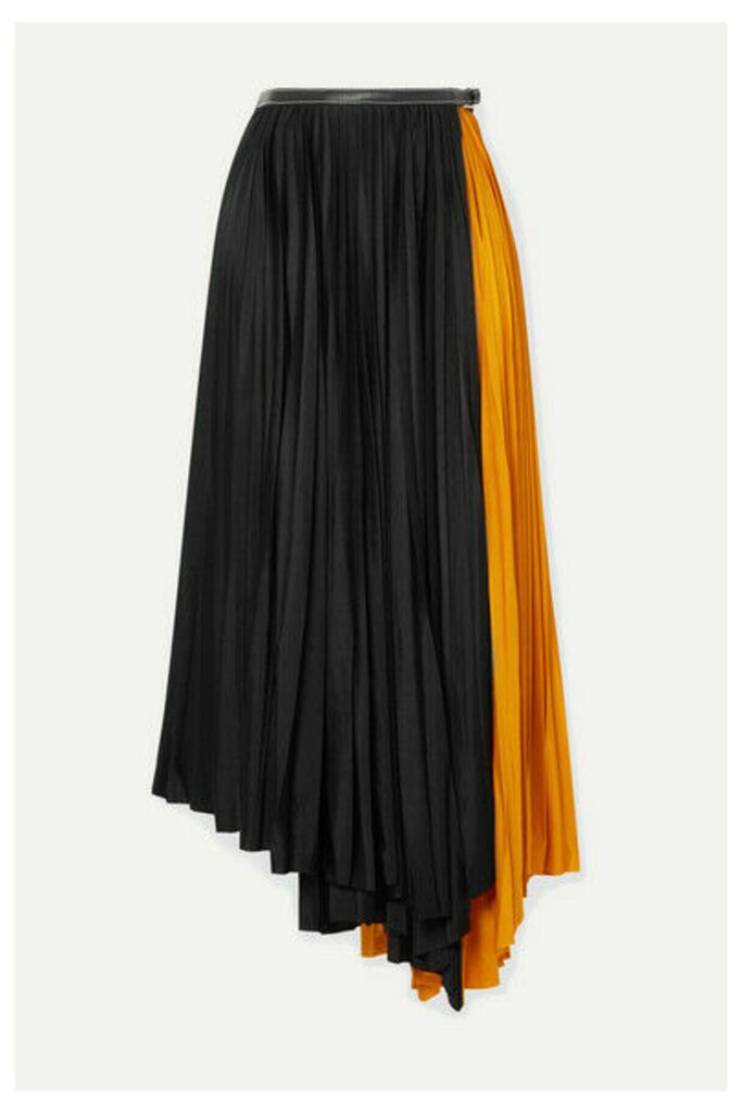Proenza Schouler - Asymmetric Two-tone Pleated Jersey Wrap Skirt - Black
