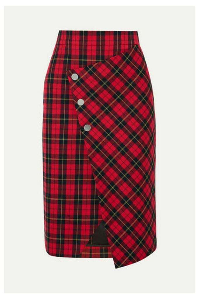 Maje - Janty Asymmetric Tartan Twill Wrap Skirt - Red